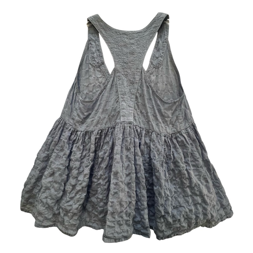 KOCH Blue White Pinstripe Slub Cotton Flounce Babydoll Racerback Tank Top XS - Picture 9 of 10